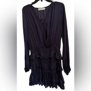 Elegant Long Sleeve Navy Dress